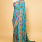 Sky Blue Ghatchola Bandhani Georgette Silk Saree