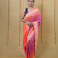 Orange Rani Zari Woven Georgette Bandhani Silk Saree