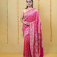 Red Rani Zari Woven Georgette Bandhani Silk Saree