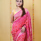 Red Rani Zari Woven Georgette Bandhani Silk Saree