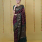 Wine and Bottle Green Chanderi Bandhani Silk Saree