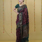 Wine and Bottle Green Chanderi Bandhani Silk Saree