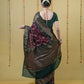 Wine and Bottle Green Chanderi Bandhani Silk Saree