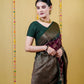 Wine and Bottle Green Chanderi Bandhani Silk Saree