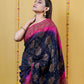 Navy and Rani Chanderi Bandhani Silk Saree