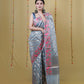 Pastel Blue Tissue Weaving Embroidery Saree