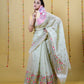 Light Green Tissue Embroidery Saree