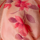 Peachy Pink Floral Handprint Organza Silk Saree