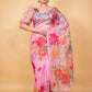 Pink Floral Embellished Organza Silk Saree