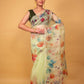 Green Floral Embellished Organza Silk Saree