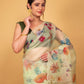 Pista Green Floral Embellished Organza Silk Saree