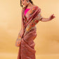 Pink Floral Print Crushed Tissue Saree