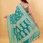 Sea Green Handwoven Khaddi Banarasi Georgette Silk Saree