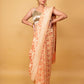 Peach Handwoven Khaddi Banarasi Georgette Silk Saree