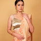 Peach Handwoven Khaddi Banarasi Georgette Silk Saree