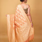 Peach Handwoven Khaddi Banarasi Georgette Silk Saree