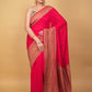 Cherry Red Khaddi Banarasi Georgette Silk Saree