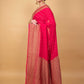 Cherry Red Khaddi Banarasi Georgette Silk Saree