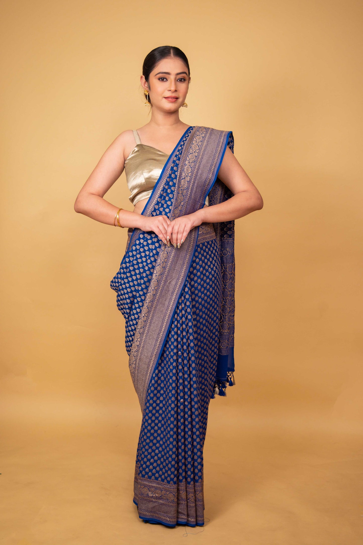 Blue Khaddi Banarasi Georgette Silk Saree