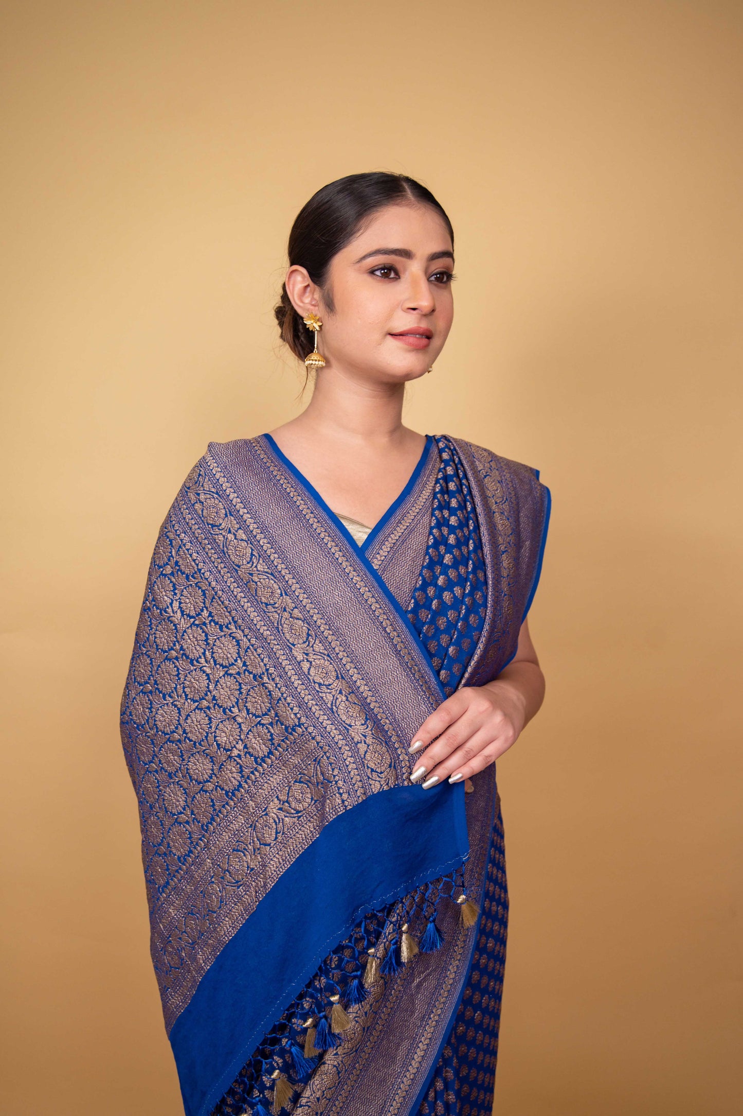 Blue Khaddi Banarasi Georgette Silk Saree