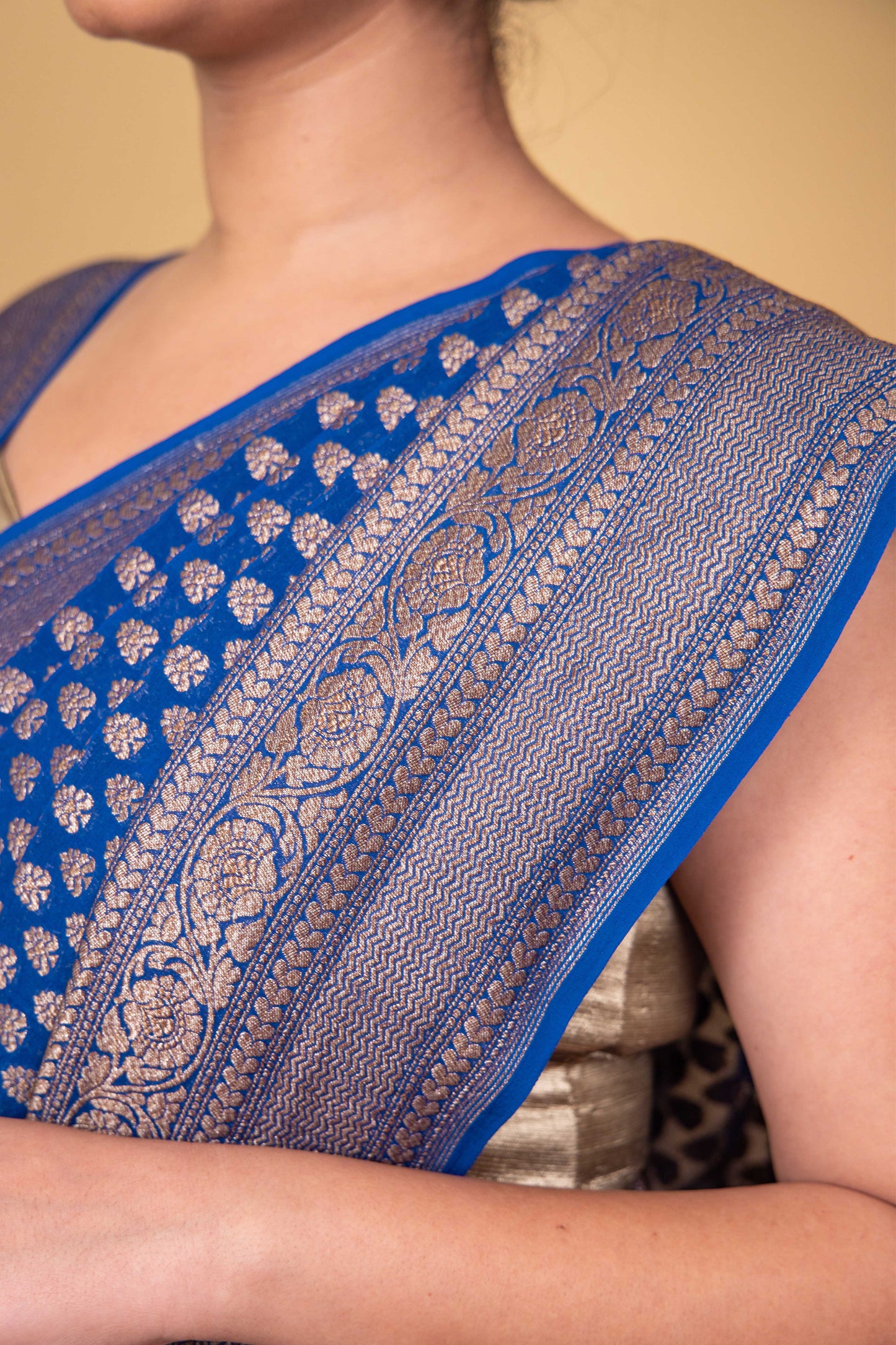 Blue Khaddi Banarasi Georgette Silk Saree