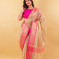 Pink & Beige  Embroidered Tissue Banarasi Silk Saree