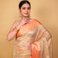 Peach & Beige  Embroidered Tissue Banarasi Silk Saree