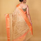 Peach & Beige  Embroidered Tissue Banarasi Silk Saree