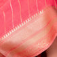 Peachy Pink Organza Satin Fancy Banarasi Saree