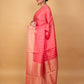 Peachy Pink Organza Satin Fancy Banarasi Saree