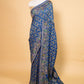 Royal Blue Floral Bandhani Georgette Silk Saree
