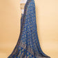 Royal Blue Floral Bandhani Georgette Silk Saree
