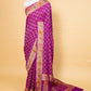 Magenta Floral Bandhani Georgette Silk Saree