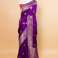 Purple Bird Weaving Russian Silk Saree