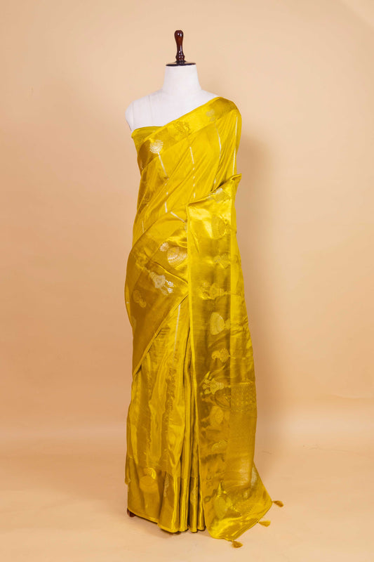 Olive Stripe Weaving Russian Silk Saree