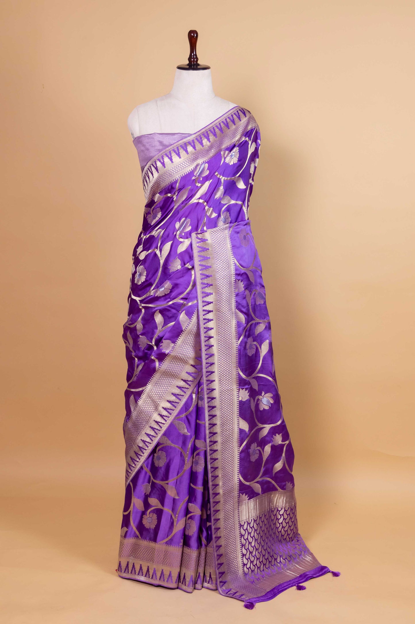 Lavender Sona Rupa Satin Silk Saree