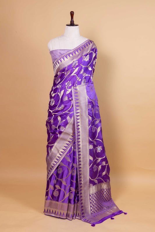 Lavender Sona Rupa Satin Silk Saree