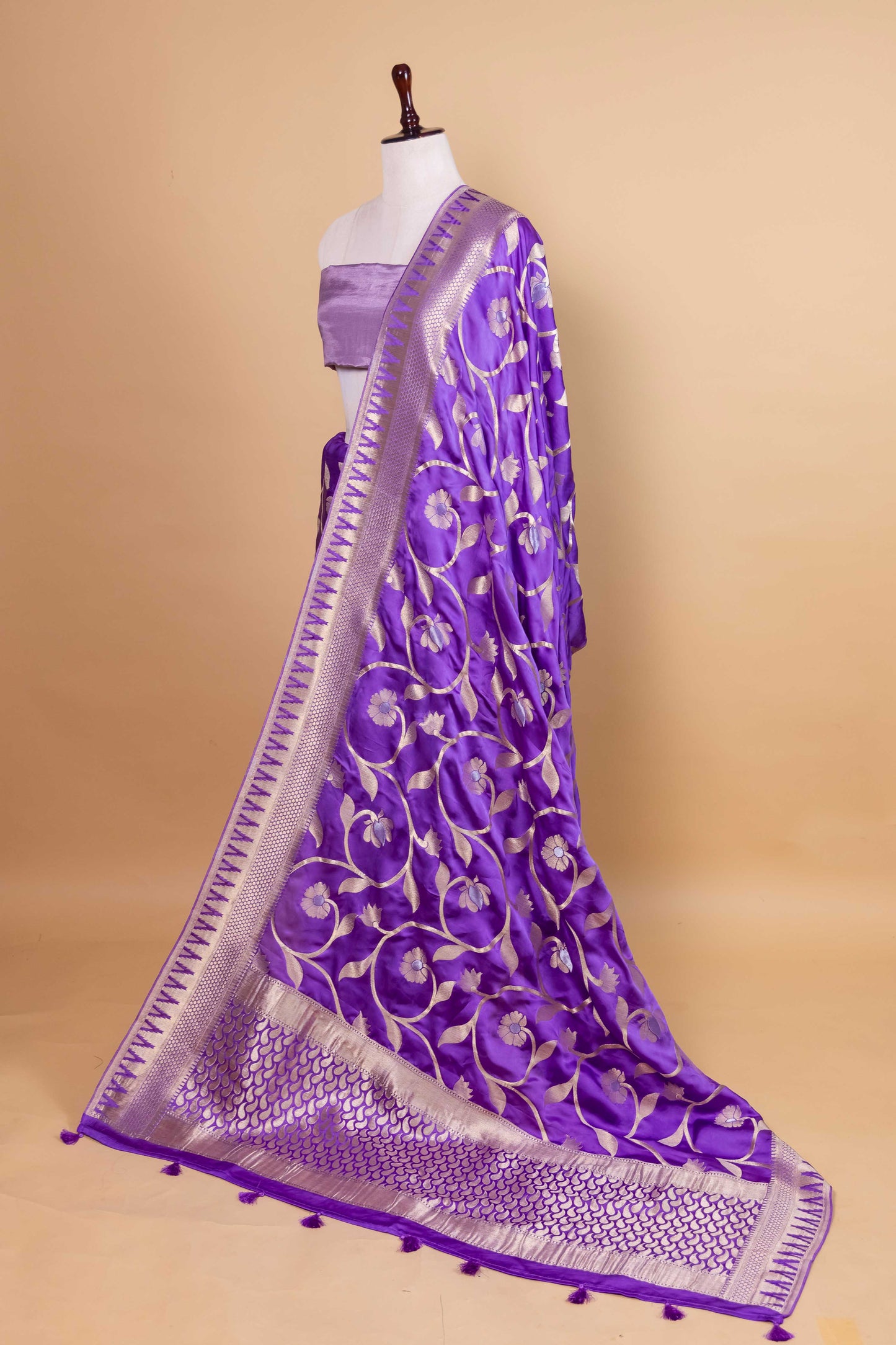 Lavender Sona Rupa Satin Silk Saree
