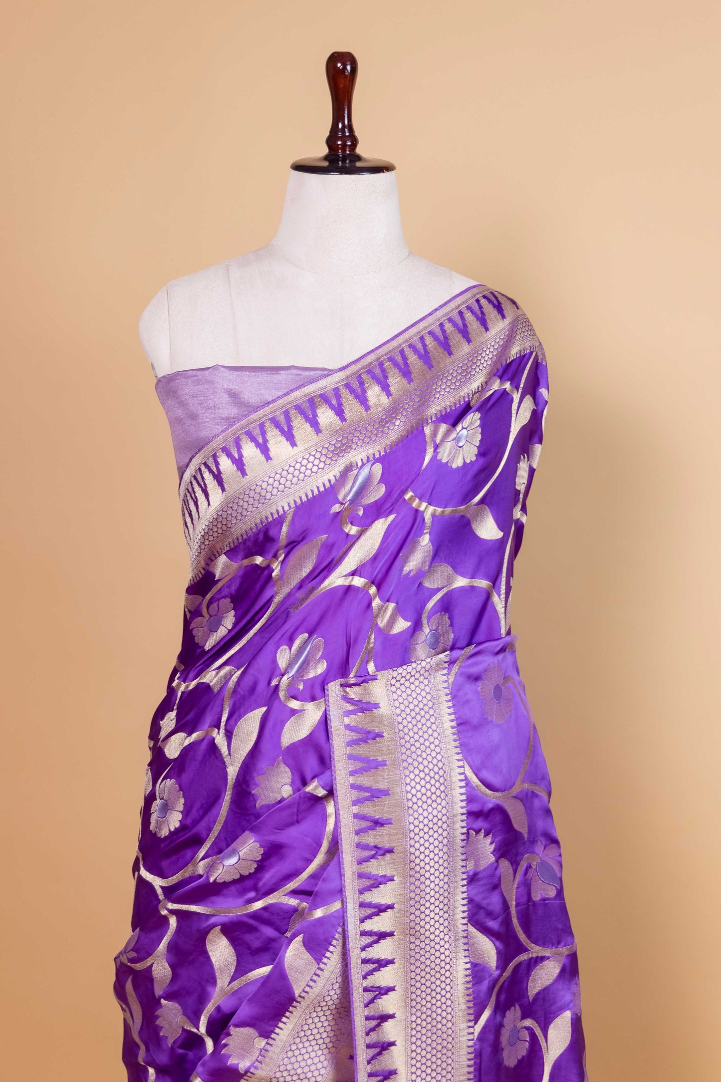 Lavender Sona Rupa Satin Silk Saree