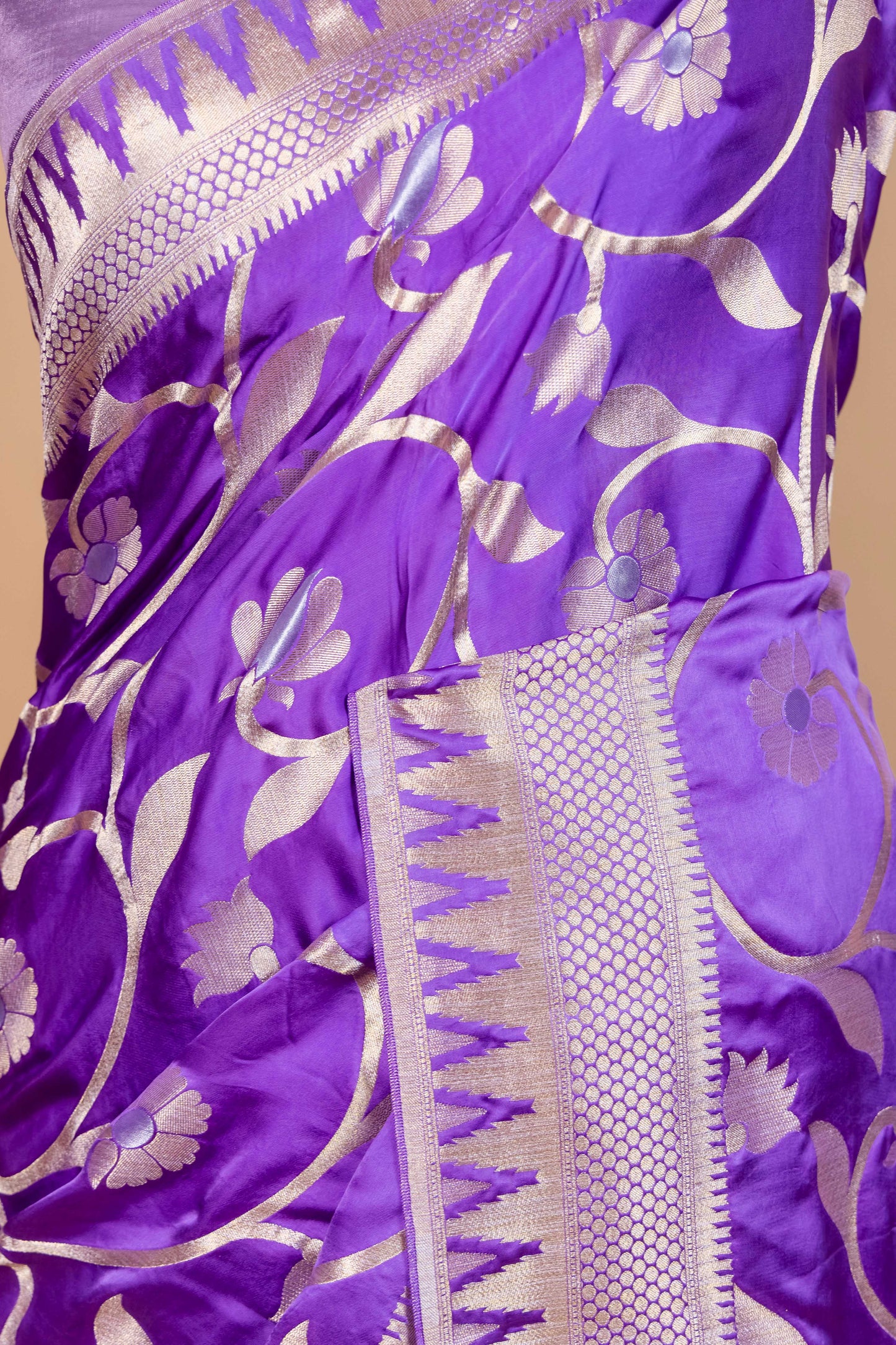Lavender Sona Rupa Satin Silk Saree