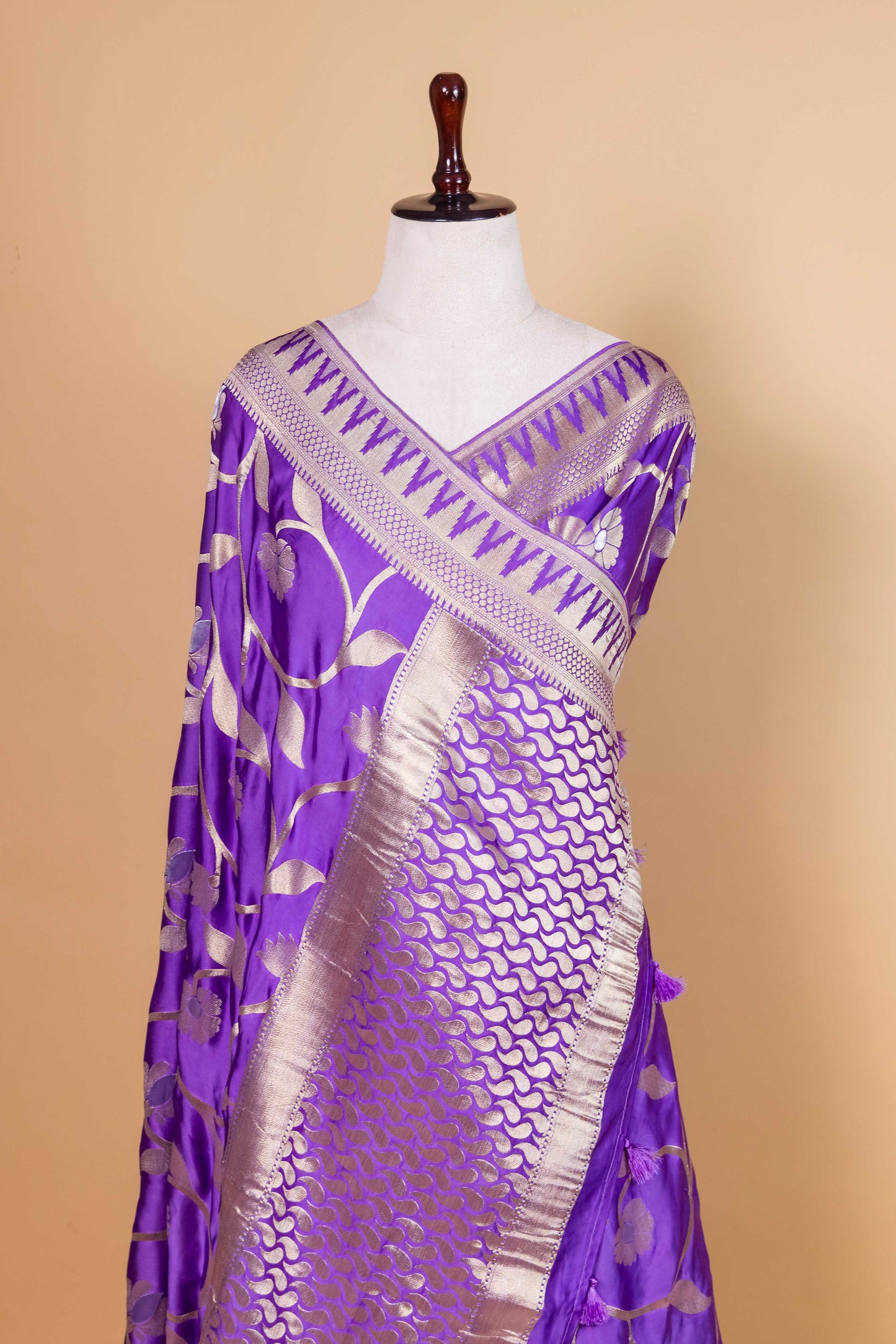 Lavender Sona Rupa Satin Silk Saree