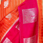 Orange and Rani Russian Silk Saree
