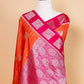 Orange and Rani Russian Silk Saree