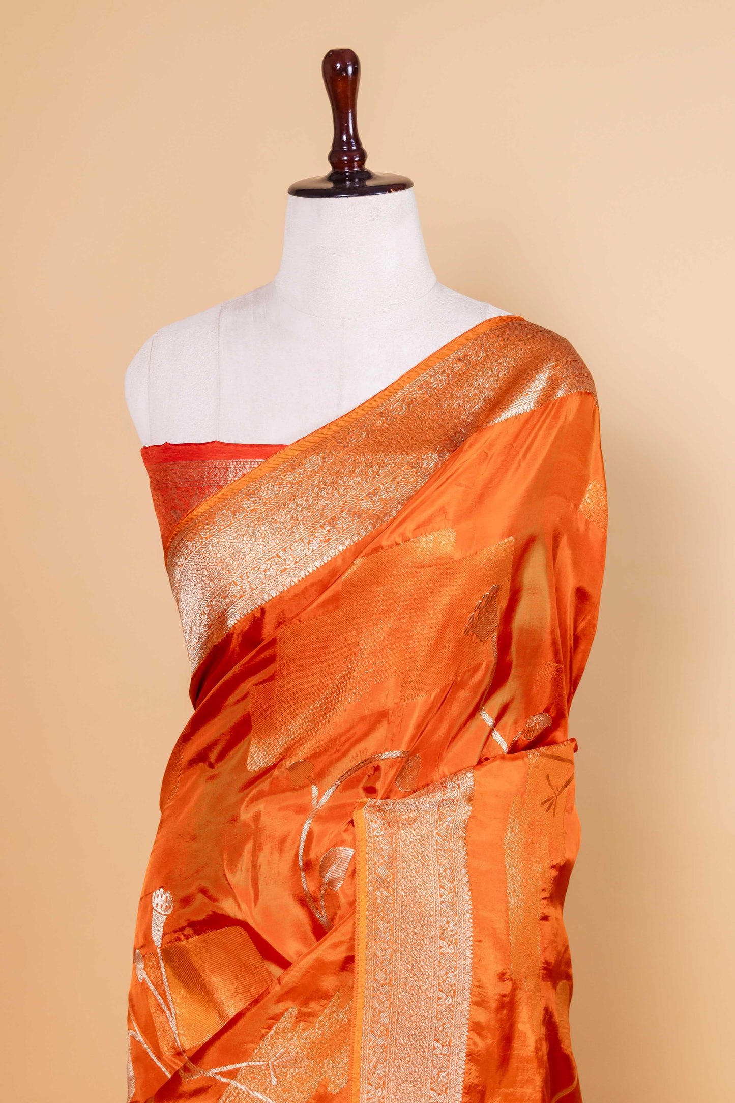 Saffron Zari Woven Fancy Silk Saree
