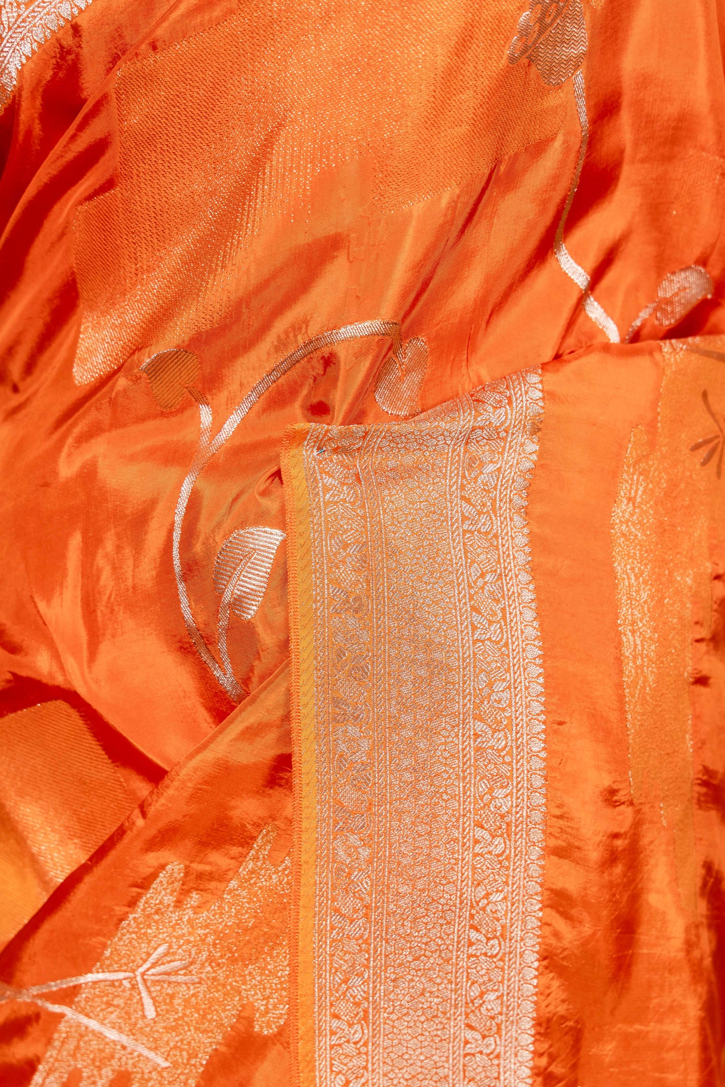Saffron Zari Woven Fancy Silk Saree