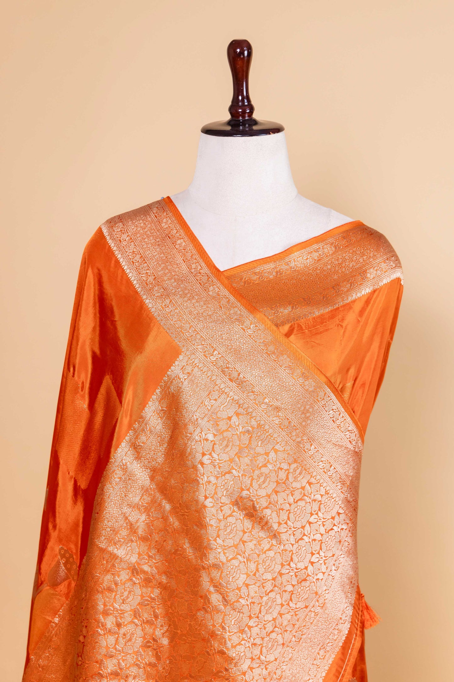 Saffron Zari Woven Fancy Silk Saree