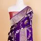 Dark Purple Zari Woven Satin Silk Saree