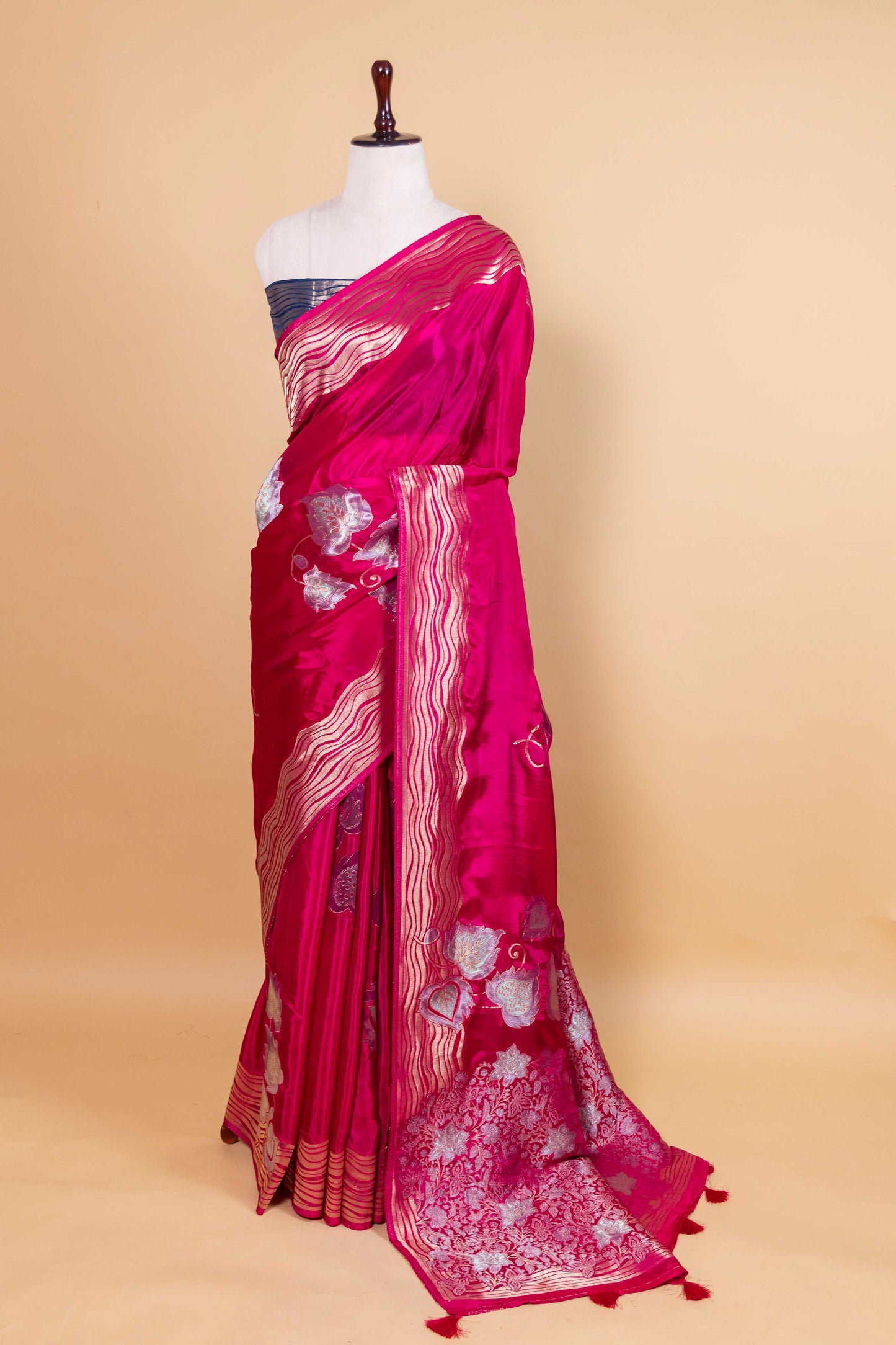 Rani Leheriya Border Fancy Silk Saree