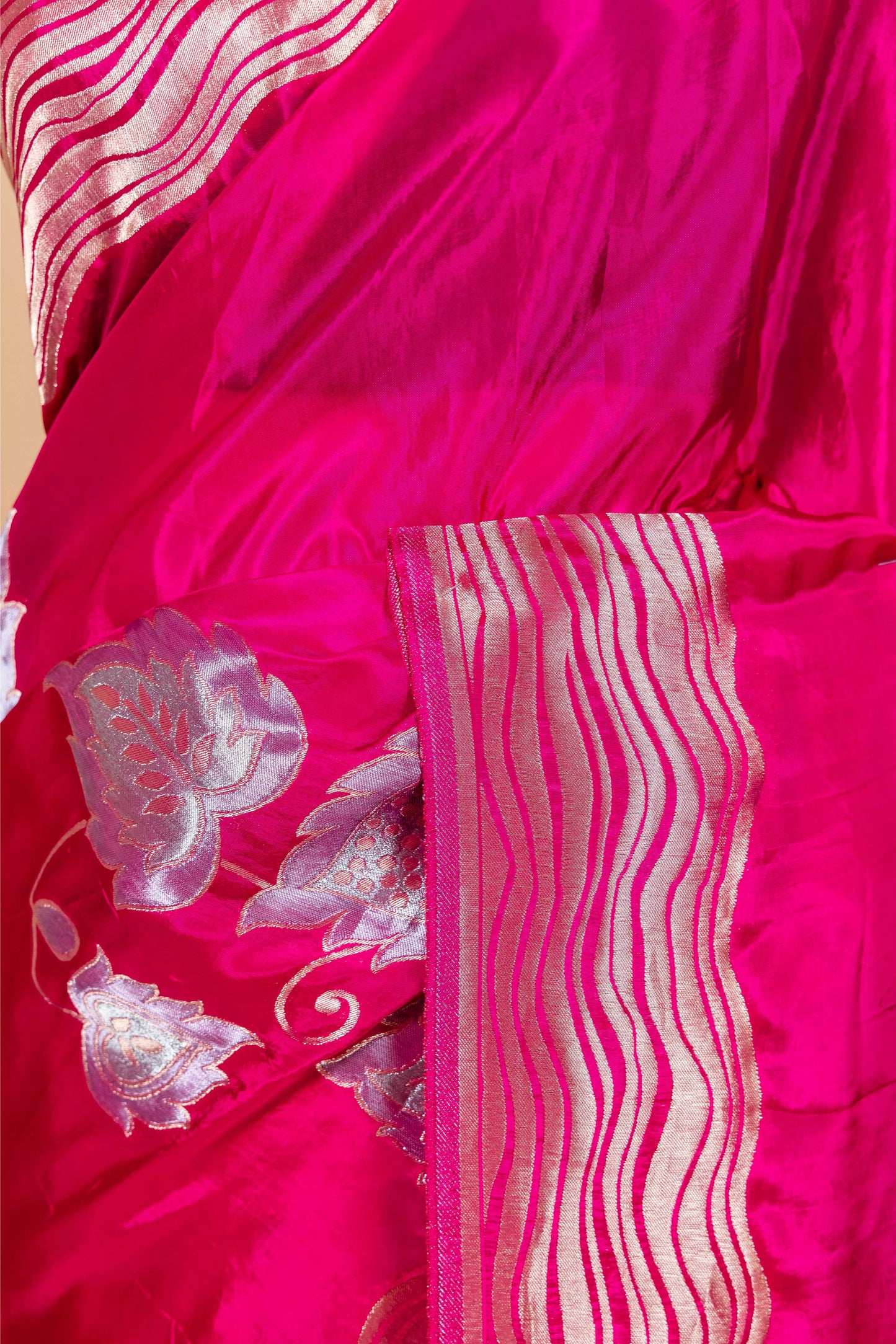 Rani Leheriya Border Fancy Silk Saree