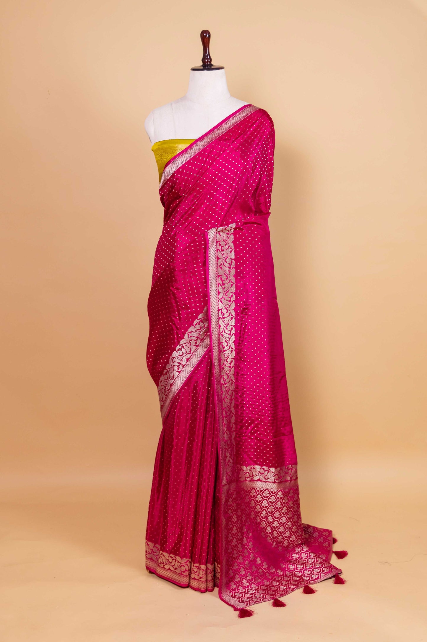 Rani Zari Buti Weaving Fancy Silk Saree